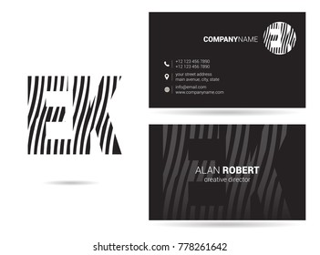 Letters E K Logo icon with Business Card Template Vector.