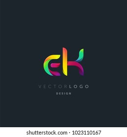Letters E K, E & K logo, multi colour letters icon vector template.


