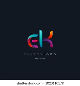 Letters E K, E & K logo, multi colour letters icon vector template.

