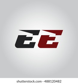 The letters E and E logo automotive black and red colored