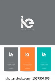 Letters I E logo, emblem or icon with business card vector template.