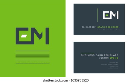 Letters E M, E & M joint logo icon with business card vector template.