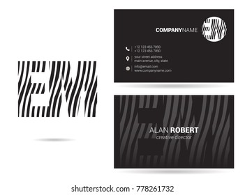 Letters E M Logo icon with Business Card Template Vector.