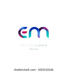 Letters E M, E & M logo, multi colour letters icon vector template.

