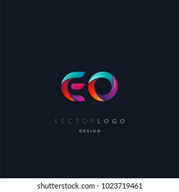 Letters E O, E & O logo, multi colour letters icon vector template.