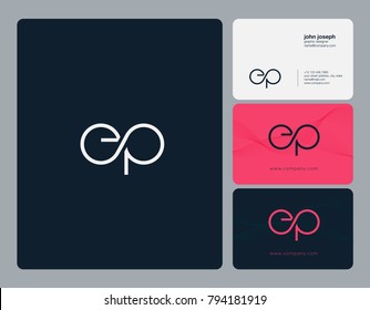 Letters E P, E&P joint logo icon with business card vector template.

