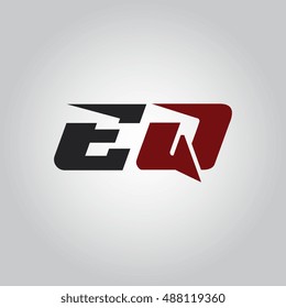 The letters E and Q logo automotive black and red colored