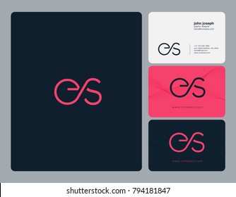 Letters E S, E&S joint logo icon with business card vector template.

