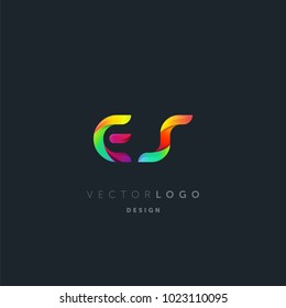 Letters E S, E & S logo, multi colour letters icon vector template.

