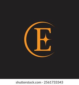 letters e shine star moon simple loop logo vector 