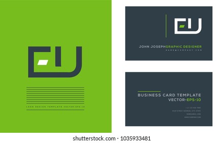 Letters E U, E & U joint logo icon with business card vector template.