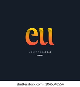 Letters E U joint logo icon vector element.