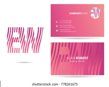 Letters E W Logo icon with Business Card Template Vector.