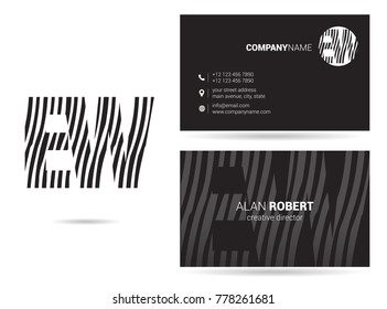 Letters E W Logo icon with Business Card Template Vector.