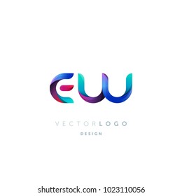 Letters E W, E & W logo, multi colour letters icon vector template.

