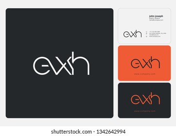 Letters E X H Joint logo icon with business card vector template.