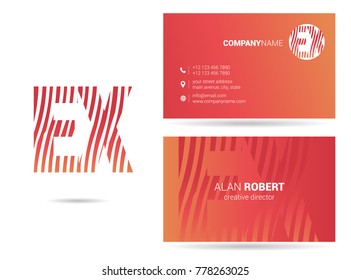Letters E X Logo icon with Business Card Template Vector.