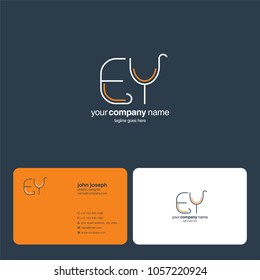 Letters E Y joint logo icon with business card vector template.
