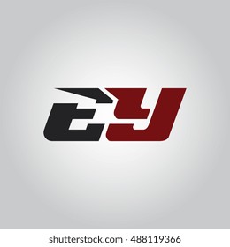 The letters E and Y logo automotive black and red colored