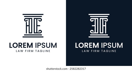 Letters EA or AE Pillar Logo, for business related to lawyer with AE or EA initials