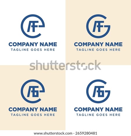 Letters EAF EAG GAF GAG Monogram Logo Set, suitable for any business