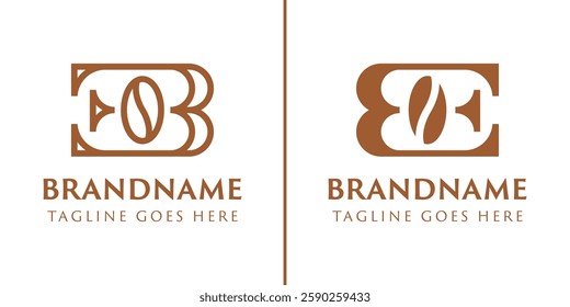 Letters EB or BE Coffee Bean Logo, for coffee shops, roasters, or brands in the beverage