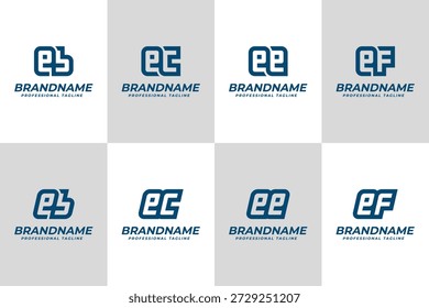 Buchstaben EB EC EE EF Logo Monogramm Set, für BE CE EE FE Initialen