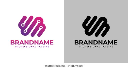 Letters EB, EM, WB, or WM Monogram Technology Logo