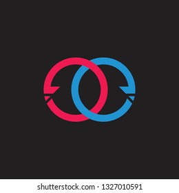letters ee circle arrow monogram logo vector