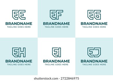 Letras EE EF EG EH EI EJ Monogram Logo Set, for E FE GE HE IE JE Initials
