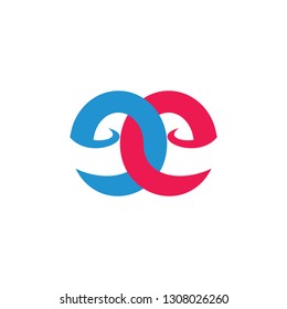 letters ee simple linked curves logo 