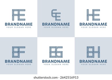 Letters EF FE EG GE EH HE Monogram Logo Set, suitable for any business