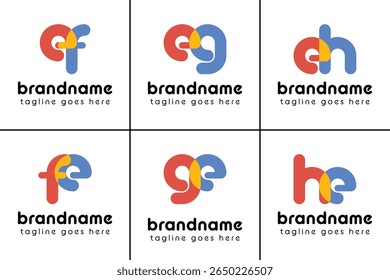 Letters ef fe eg ge eh he Playful Logo, represent a fun, energetic, and joy