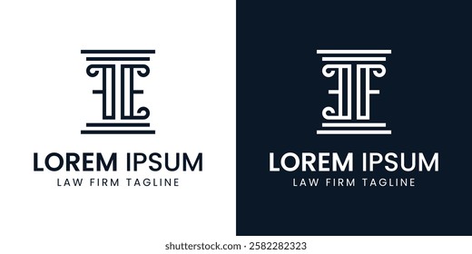 Letters EF or FE Pillar Logo, for business related to lawyer with FE or EF initials