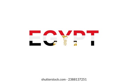 Letters Egypt in the style of the country flag. Egypt word in national flag style. Vector illustration.