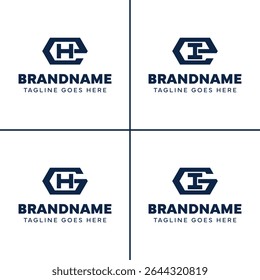Lettres EH EI GH GI Logo Monogramme hexagonal, pour les affaires avec les initiales HE IE HG IG