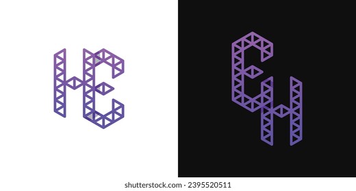 Letters EH and HE Polygon Logo Set, suitable for business related to polygon with EH and HE initials