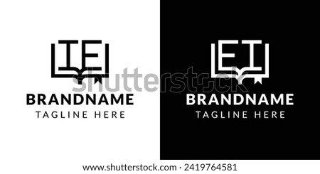 Letters IE and EI Book Logo, suitable for business related to book with IE or EI initials Imagine de stoc © 