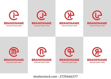 Letters EI EJ EK EL EM EN EP ER Monogram Logo Set, for IE JE KE LE ME NE PE RE initials