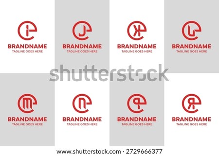 Letters EI EJ EK EL EM EN EP ER Monogram Logo Set, for IE JE KE LE ME NE PE RE initials