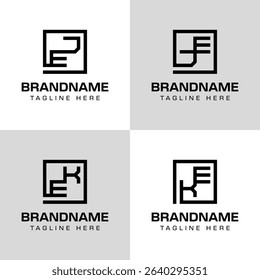 Letters EJ JE EK KE Monogram Logo Set, for business with EJ JE EK KE initials