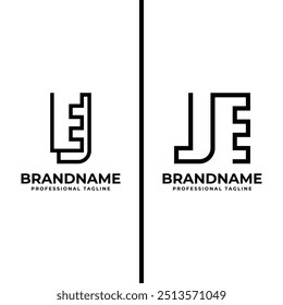 Letras EJ e JE Monogram Logo, feito em monolina para iniciais EJ ou JE