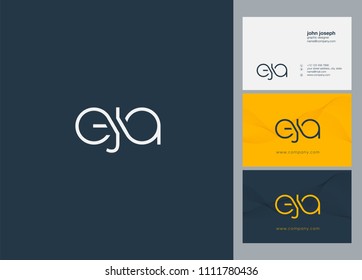 Letters EJA logo icon with business card vector template.