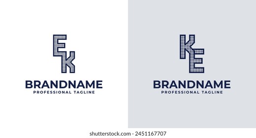 Letras EK y el logotipo del monograma del punto de KE, conveniente para los negocios con las iniciales EK o KE