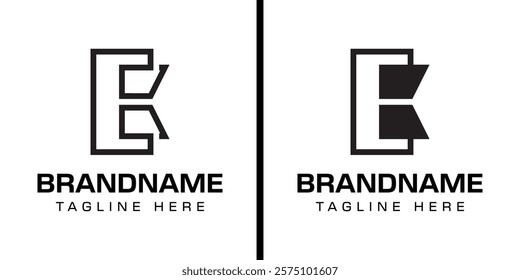 Letters EK or KE Monogram Logo Set, suitable for any business with KE or EK initials