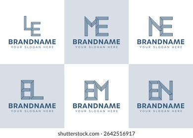Letters EL LE EM ME EN NE Monogram Logo Set, suitable for any business