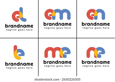 Letras le em me en ne Playful Logo, representam uma diversão, energética e alegria