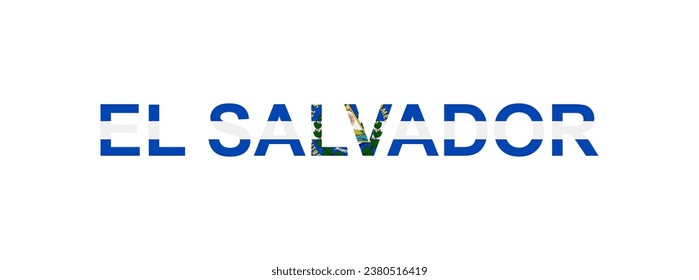 Letters El Salvador in the style of the country flag. El Salvador word in national flag style. Vector illustration.