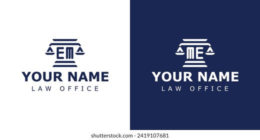 Letters EM and ME Legal Logo, suitable for lawyer, legal, or justice with EM or ME initials