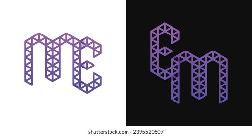 Letters EM and ME Polygon Logo Set, suitable for business related to polygon with EM and ME initials